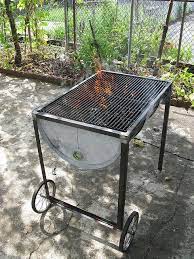 Maybe you would like to learn more about one of these? I Built This With A New 55 Gallon Oil Drum Some Angle Iron An Old Bed Frame And Some Wheels From An Old Lady Push Cart Diy Bbq Welding Projects Bbq Grill