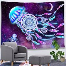 Our service is fully guaranteed. Buy Pinata Jellyfish Trippy Tapestry For Bedroom Aesthetic Small Space Tapestry Wall Hanging Galaxy Hippie Dream Catcher Wall Decor For Teen Girl College Dorm Blue Pink Boho Jellyfish Art Decor 51x59 Online