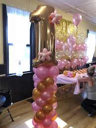 1st Birthday Balloon Decoration Ideas For Birthday Party 1st Birthday Balloon Tower Pink And Gold First Birthday Balloons Gold And Pink Balloons Pink And Gold Birthday Party