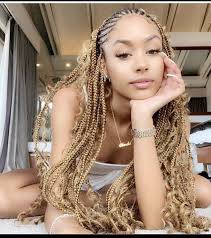 Black And Blue Box Braids On Light Skin Blonde Braids On Lightskin Natural Hair Styles Hair Styles Box Braids Hairstyles