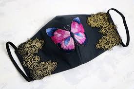 Washable Face Mask With Embroidery Hand Embroidered Protective Etsy In 2020 Fashion Mask Hand Embroidered Diy Face Mask
