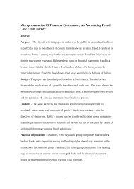 The fourth financial statement, called a statement of shareholders' equity, shows changes in the interests of the company's shareholders over time. Pdf Misrepresentation Of Financial Statements An Accounting Fraud Case From Turkey