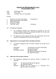 Format (boleh copy / edit). English Unit Meeting Minutes 1 2015