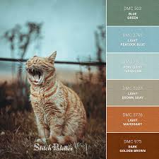 Morning Cat Yawn - Embroidery Color Palette (With Thread Codes)