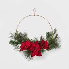 24 Red Poinsettiea Gold Ring Christmas Wreath Wondershop Target Christmas Ornament Wreath Christmas Wreaths Diy Diy Christmas Decorations For Home