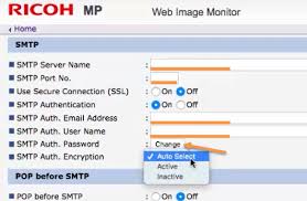 Can not configure on web image monitor. Ricoh Printers Smtp2go