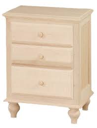 Unfinished Three Drawer Night Stand Unfinished Furniture Real Wood Furniture Bare Wood Furniture