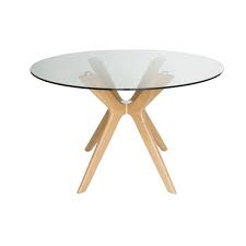 A round glass dining room table with a rich, dark finish. Doreen Collection Glass Round Dining Table 120cm