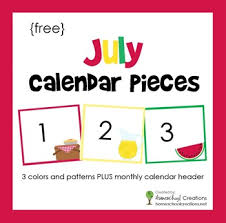 july pocket chart calendar pieces freebie printable