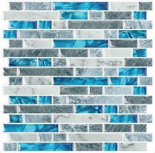 Backsplash tile & mosaics for kitchen, bathroom and more. Amazon Com Stickgoo 10 Sheet Peel And Stick Backsplash Tiles Blue Self Adhesive Kitchen Backsplash In Sapphire Thicker Design Home Kitchen