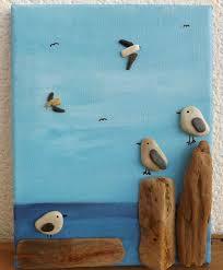 Leinwandbilder Mit Steinen Selber Machen Kies Malerei Wanddeko Naturmaterialien