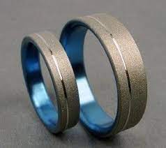 The Original Pinstripe Titanium Ring Wedding Band Set In Pale Gunmetal Blue Is Creative Inspiration For Us Get More Photo About Related With By Looking At Phot