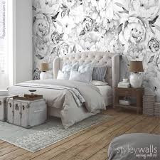 Black And White Flower Wall Mural Peony Wallpaper Peony Wall Mural Peonies Floral Wallpaper Etsy Peony Wallpaper Nursery Room Decor Girl Floral Wallpaper Bedroom