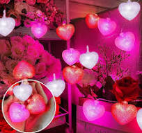 TURNMEON 10 Ft 20 LED 3D Heart Garland Lights, Pink Red White Valentine's  Glitter Heart String Lights, Battery Operated Valentines Decor for Indoor  ...