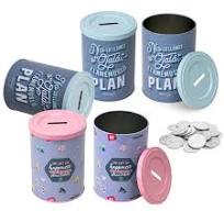 OEM ODM Wholesale Small Can Tinplate Piggy Bank Cylindrical Shape Metal  Coin Storage Container Openable Tin Money Box