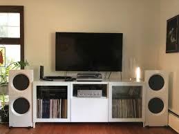 More White Speakers Audiophile We often play music channels on it which pumps the sound through the connected bose speaker system (sounds awesome).