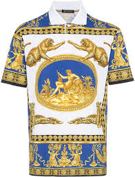 Versace Classic Scene Polo Shirt Farfetch Printed Polo Shirts Versace T Shirt Versace Blue