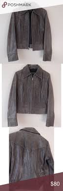 Guess Grey Distressed Zip Up Leather Jacket Leather Jacket Clothes Design Zip Ups