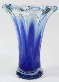 Hand Blown Blue And White Swirl Art Glass Vase 7 Art Glass Vase Victorian Stained Glass Windows Glass Art