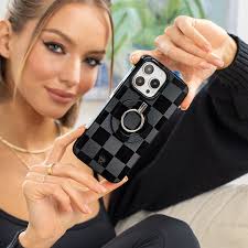iPhone 14 Pro Max Black Checkered Cute Phone Case