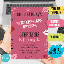 Editable Girls Inspired Birthday Party Invitation, We Wear Pink Party  Invitation, Pink Birthday Party Invitation Mean Women Birthday Party - Etsy  Ireland
