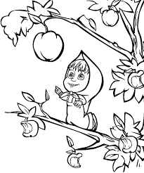 Masha And The Bear Want To Pick Biggest Apple Coloring Pages Color Luna Pintura Para Criancas Marsha E O Urso Decoracao Masha E Urso