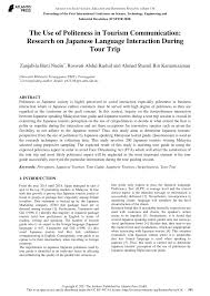 Hai anak kau di antara berjuta nikmat yang dikurnia amanah buat ayah dan mama jariah kami dalam menuju ke syurga. Pdf The Use Of Politeness In Tourism Communication Research On Japanese Language Interaction During Tour Trip