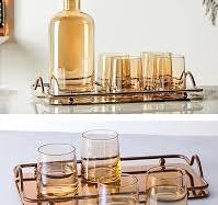 High Borosilicate Customize Logo Amber Glass Water Jug Set with 4 Cups Set