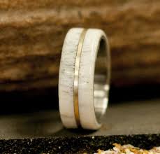 Elk Antler Titanium Wedding Band Divided By Titanium Silver Or 10k Gold Antler Wedding Band Titanium Wedding Rings Mens Wedding Rings