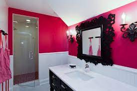 We painted my daughter's nursery sherwin williams intimate white and it is the most perfect blush pink. Pink And Black Bathroom Contemporary Bathroom Refind