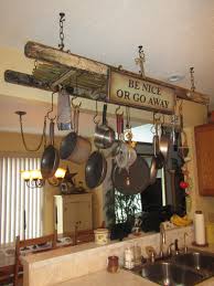 A Diy Fleamarketfind Hanging Pot Rack Project I Actually Did Finish Pot Rack Hanging Pot Rack Rustic Kitchen