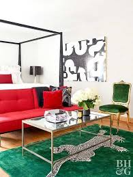 20 Gorgeous Complementary Color Schemes White Bedroom Red Accent Pillow Red Sofa