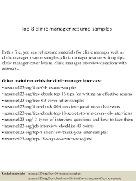 In your letter, reference your most relevant or exceptional qualifications to help employers see why you're a great fit for the role. Top 8 Clinic Manager Resume Samples