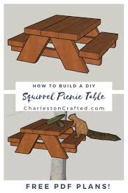 How To Build A Diy Squirrel Picnic Table Free Pdf Plans In 2020 Picnic Table Plans Picnic Table Picnic Table Makeover