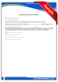Printable Hazardous Goods Removal Notice Template How To Remove Legal Forms Contract Template