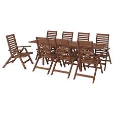 The hole in the middle of the table top keeps your umbrella in place. Applaro Table 8 Reclining Chairs Outdoor Brown Stained Ikea