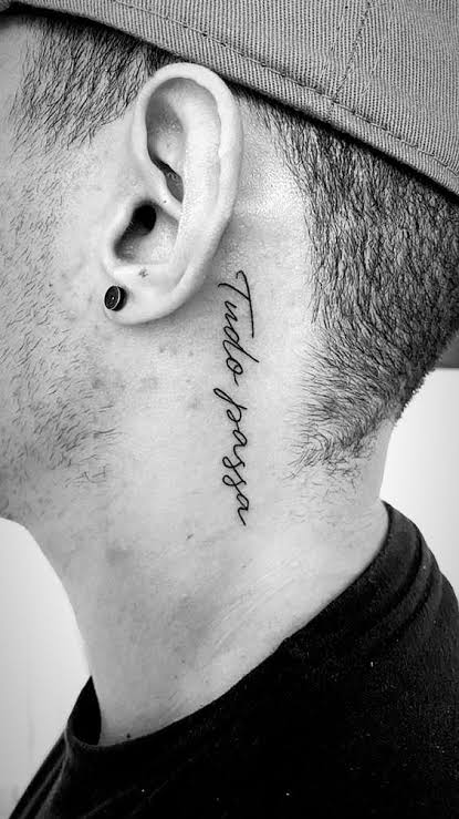 hand lettering neck tattoo