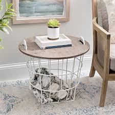 Our 11 favorite coffee tables with storage. Off White Wire And Dark Brown Wood Basket Table Kirklands