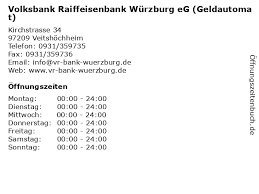 Von banking über finanzierung bis zahlungsverkehr: á… Offnungszeiten Volksbank Raiffeisenbank Wurzburg Eg Geldautomat Kirchstrasse 34 In Veitshochheim