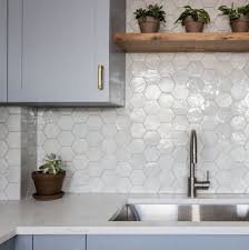With a tile backsplash add life to your kitchen. Weathered White Zellige 3 5 X4 X3 8 Hex Kitchen Backsplash Trends Kitchen Backsplash Designs Shabby Chic Kitchen