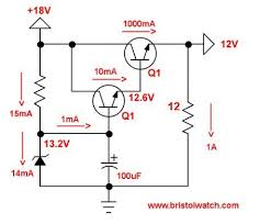 Zener Diode Circuit Using Two Transistors In A Darlington Configuration Electronics Circuit Electronic Circuit Projects Electronics Basics