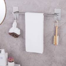 Bathroom towel bars and hooks. Slai Towel Bar With Hooks Self Adhesive Round Towel Rails Classic Wall Mounted Sus304 Stainless Steel Bathroom Towel Holder 16 Inches Towel Racks For Kitchen Bathrooms Wayfair