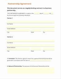 Free Small Business Partnership Agreement Template Contract Template General Partnership Agreement