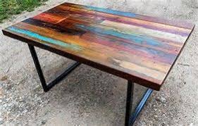 Multi Colored Wood Table Tops Diy Stain Pallet Dining Table Diy Table Top Reclaimed Wood Dining Table