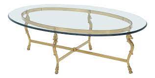 Shop our large glass coffee tables selection from the world's finest dealers on 1stdibs. Oval Solid Brass Hoof Feet Horse Heads Base Glass Top Coffee Table Chairish