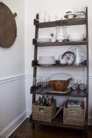 Ladder Shelf Open Storage In The Dining Room Rustic And Woven Stellazhi Dekor Dekor Kuhnya