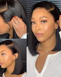 Amazon.com : Beautcolor Bob Wig Human Hair 180% Density 13x4 HD Transparent  Lace Front Wigs Pre Plucked with Baby Hair Glueless Wigs Short Bob Frontal  Wigs for Black Women Natural Black(Straight Bob