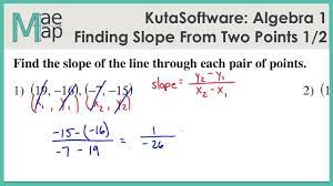Finding the slope of a line from two points. Kutasoftware Algebra 1 Finding Slope From Two Points Part 1 Youtube