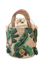 Nana Bucket Handbag With Drawstring Closure And Interior Pockets Lined In 2021 Embroidered Bag Straw Bag Wicker Bags