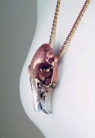 Animal Skull Necklace Metallic Gold Silver And Copper Rabbit Skull Taxidermy Real Skull Necklace Bone Jewellery Bone Jewelry Skeleton Jewelry Skull Necklace